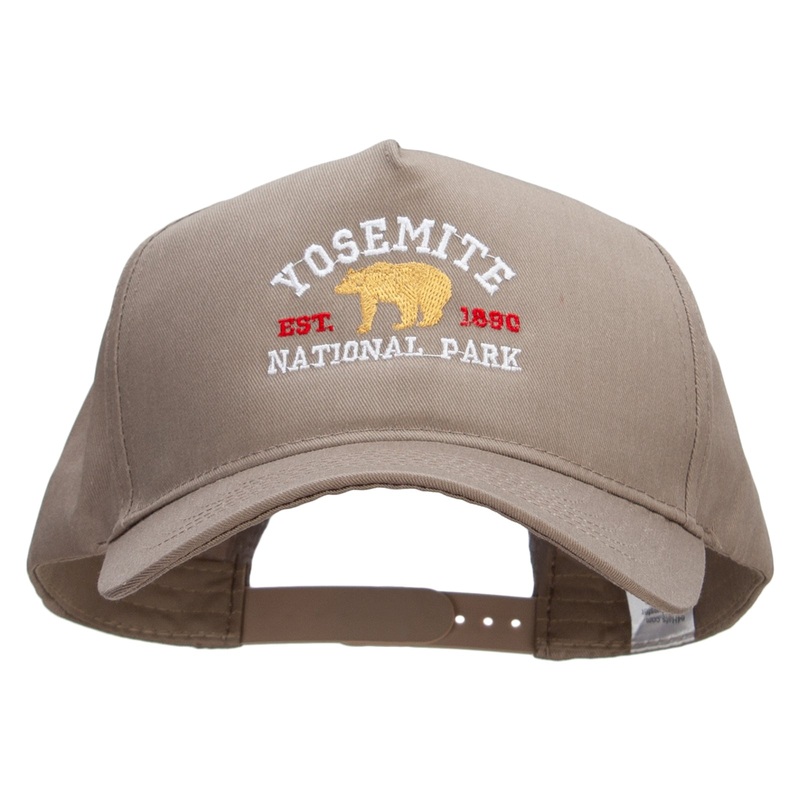 Yosemite National Park Embroidered Big Size Solid Cotton Twill 5 Panel High Profile Pro Style Snap Cap Khaki XL-3XL