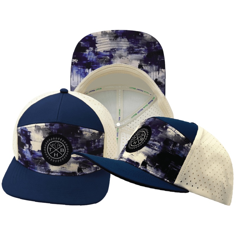 **YOUTH** Color Vibes Hat – Flat Bill – Artist Flow – Navy / Cream – Laser Mesh