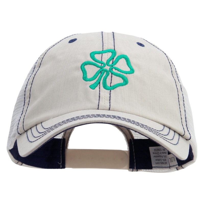 4 Leaf Clover Holiday Embroidered Big Size Special Cotton Low Profile Trucker Cap Putty XL-3XL