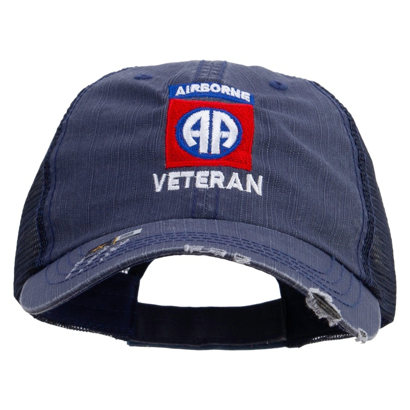82nd Airborne Veteran Embroidered Low Profile Special Cotton Mesh Cap Black One Size