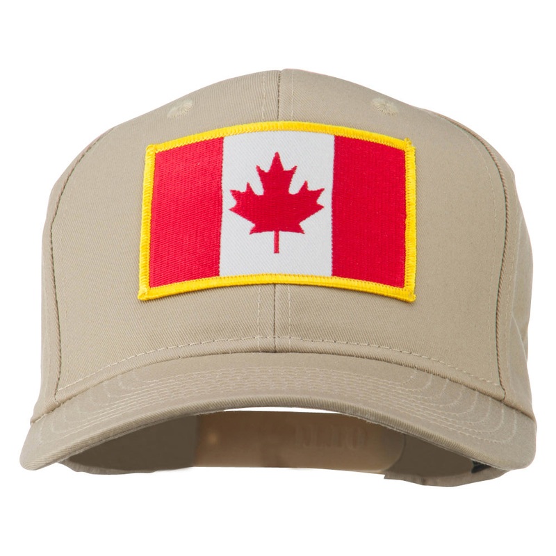 Canada Flag Embroidered Patch Cap Khaki One Size