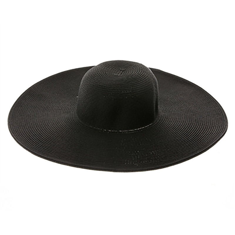 Extra Wide Brim Straw Beach Hat – Boardwalk Style Black OS (57 cm)
