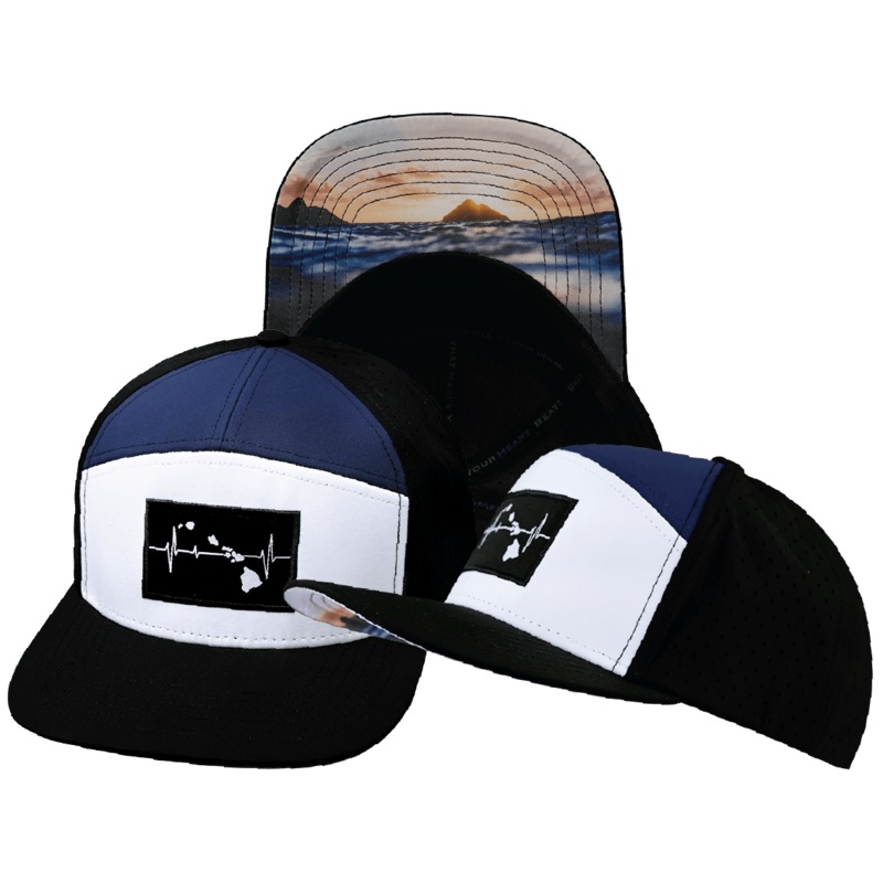 Hawaii Hat – Flat Bill – Black / White / Navy – Laser Mesh