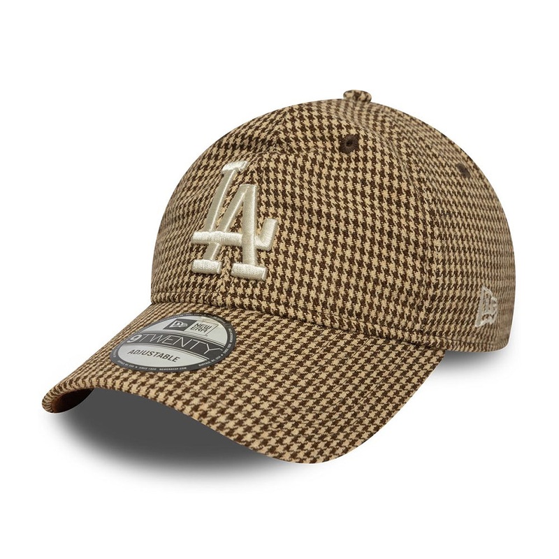 New Era 9TWENTY L.A. Dodgers Baseball Cap – MLB Hountstooth – Beige-Brown Adjustable