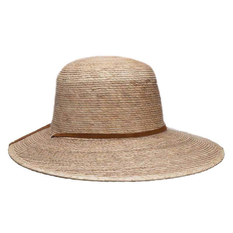 Palm Leaf Dimensional Brim Sun Hat with Chin Strap – Scala Hats Light Palm Medium  (57 cm)