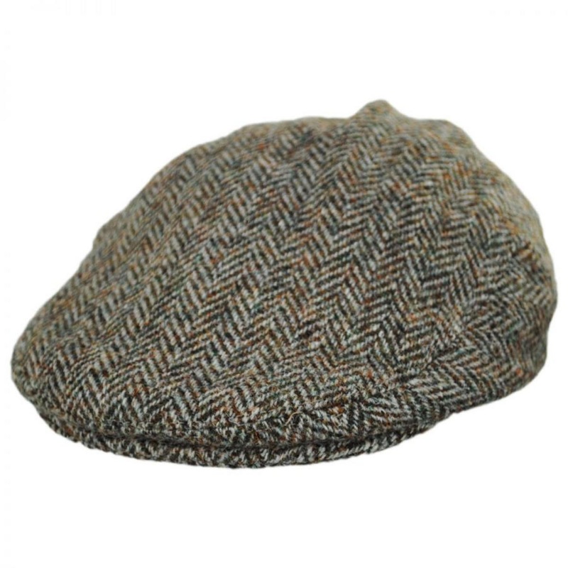 Stornoway Harris Tweed Wool Herringbone Flat Cap-Oatmeal OATMEAL 55cm