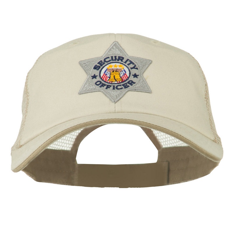 USA Security Officer Patched Big Size Washed Mesh Cap Putty Beige XL-3XL