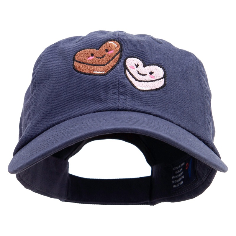 Valentines Heart Chocolate Embroidered Low Profile Dyed Cotton Twill Cap Navy One Size