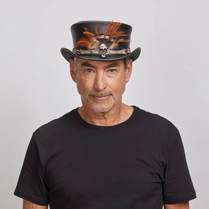 Wrath | Mens Black Leather Top Hat Black MD