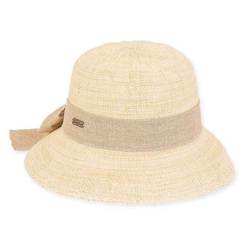 Bangkok Toyo Cloche Hat with Large Linen Bow – Sun ‘N’ Sand Hat Natural Medium (57 cm)