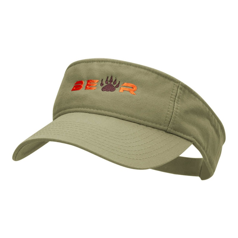 Bear Paw Embroidered Cotton Twill Visor Olive One Size
