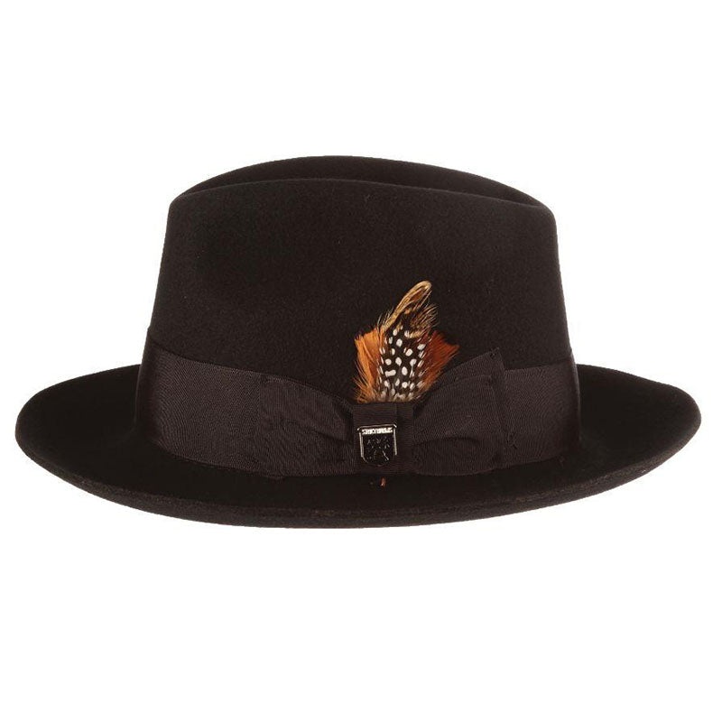 Cleveland Wool Felt Raw Edge Fedora up to 2XL – Stacy Adams Hats Black Medium (22.5″)
