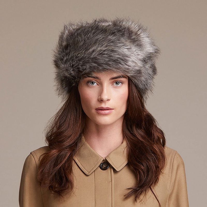 Helen Moore Womens Faux Fur Winter Pillbox Hat – Grey Small/Medium