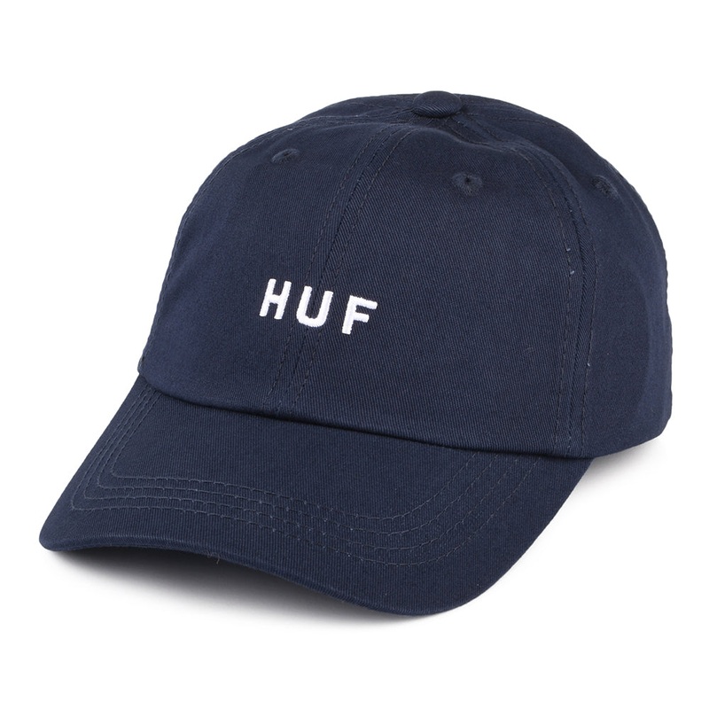 HUF Original Logo Curved Brim Cotton Baseball Cap – Navy Blue Adjustable