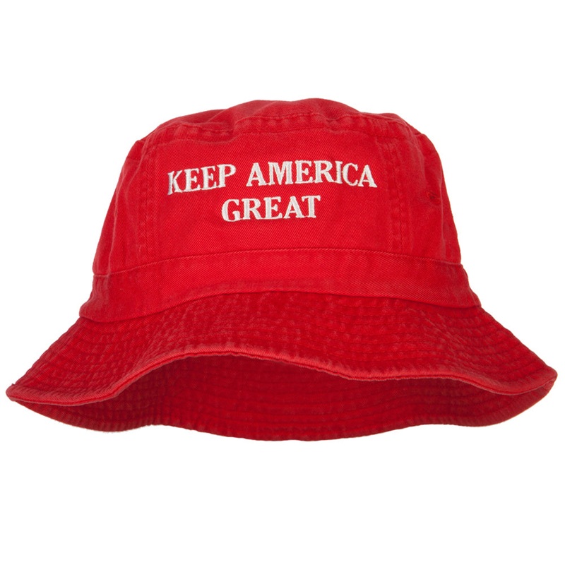 Keep America Great Two Line Letters Embroidered Dyed Bucket Hat Red One Size