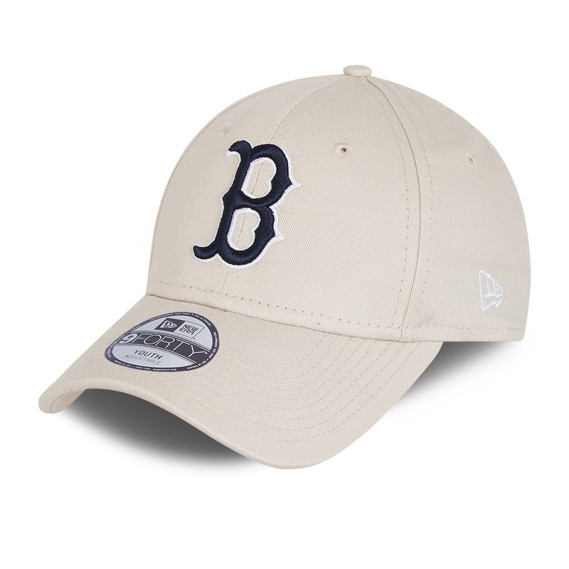 New Era Kids 9FORTY Boston Red Sox Baseball Cap – MLB League Essential – Stone-Navy YOUTH ADJ