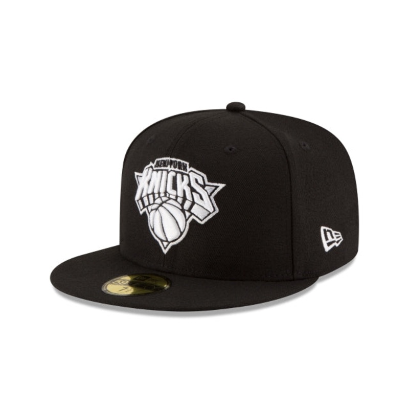 New York Knicks Black & White 59FIFTY Fitted Hat 6 7/8