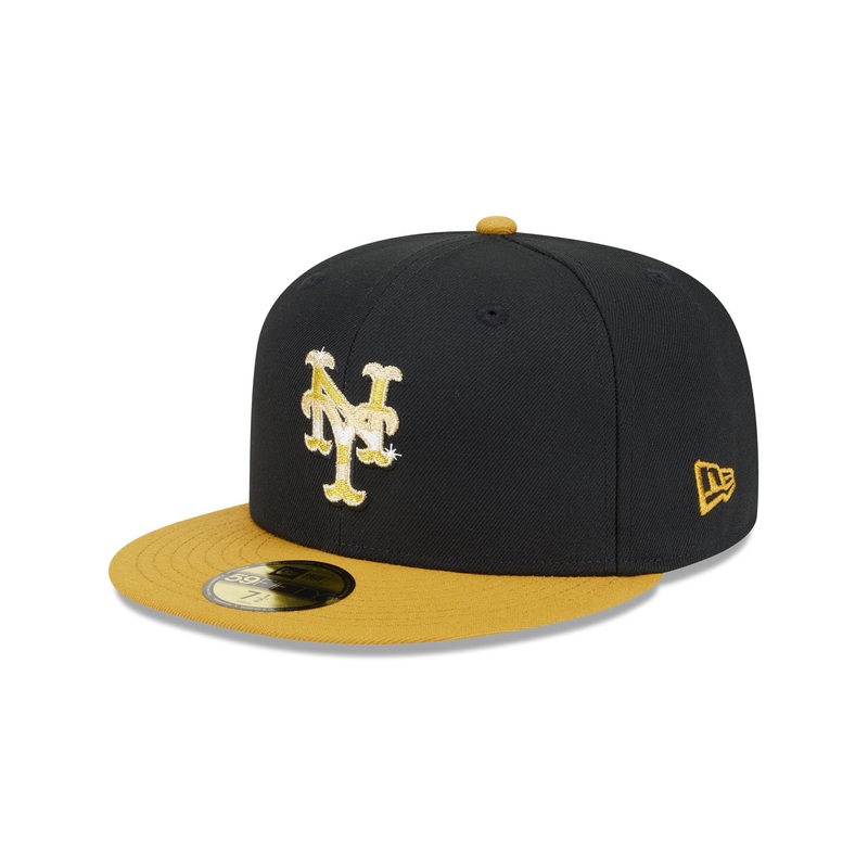 New York Mets Metallic Gold Logo 59FIFTY Fitted Hat 7
