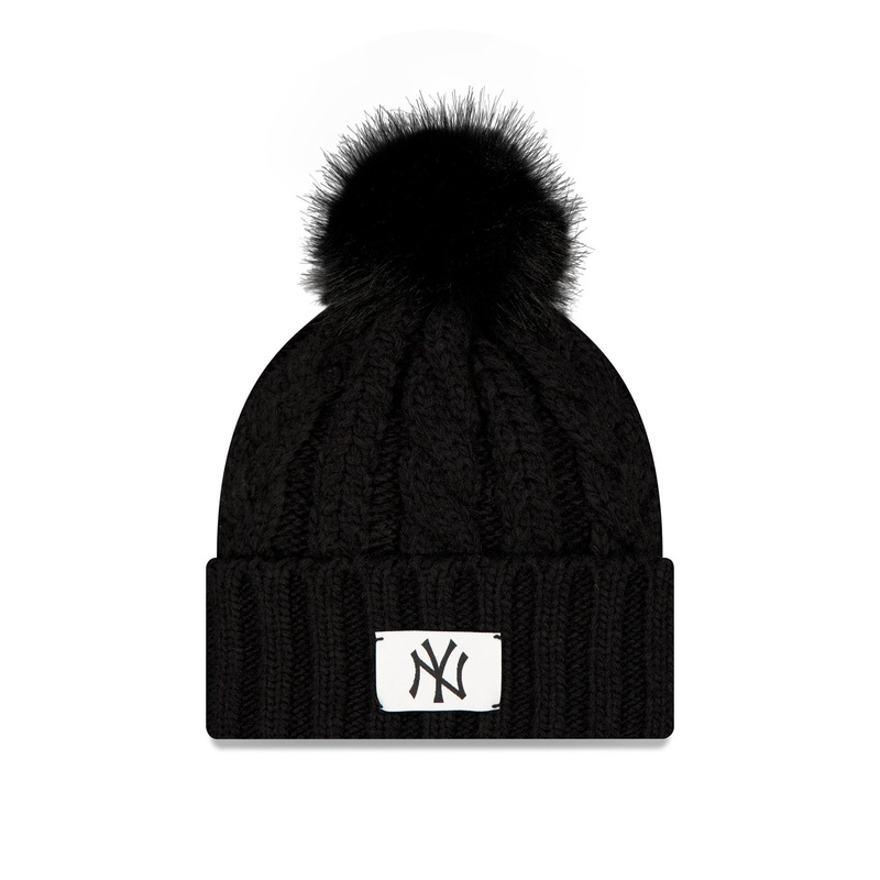 New York Yankees Black Women’s Pom Knit Hat One Size