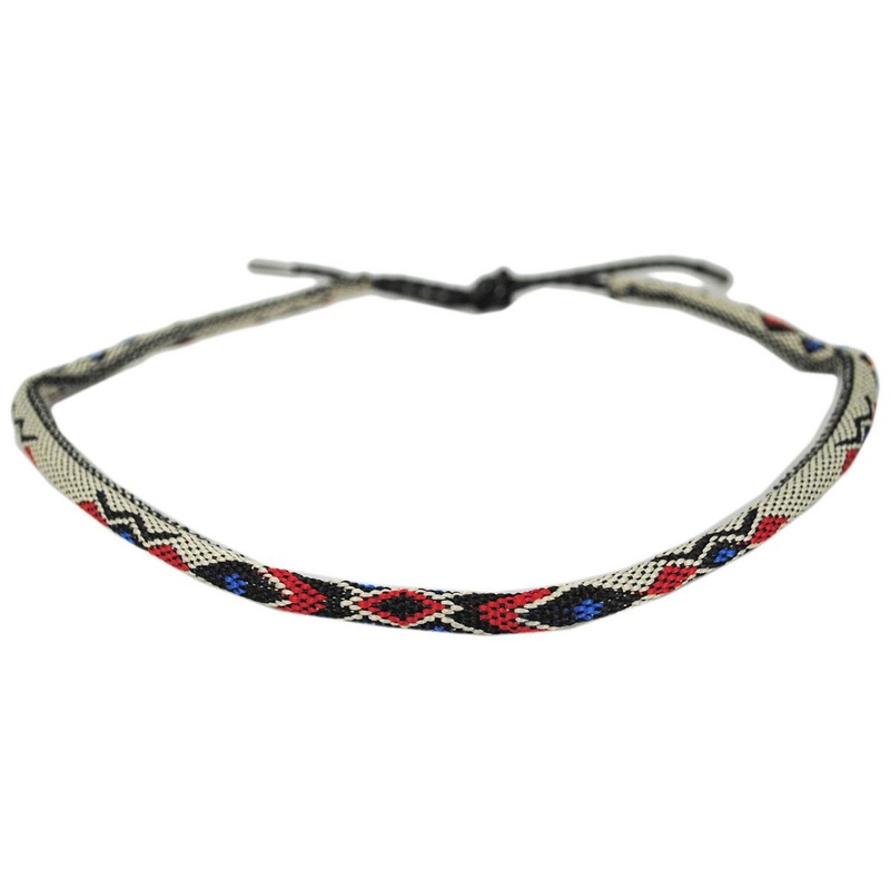 Pattern Cord Hat Band RED/BLACK ADJUSTABLE