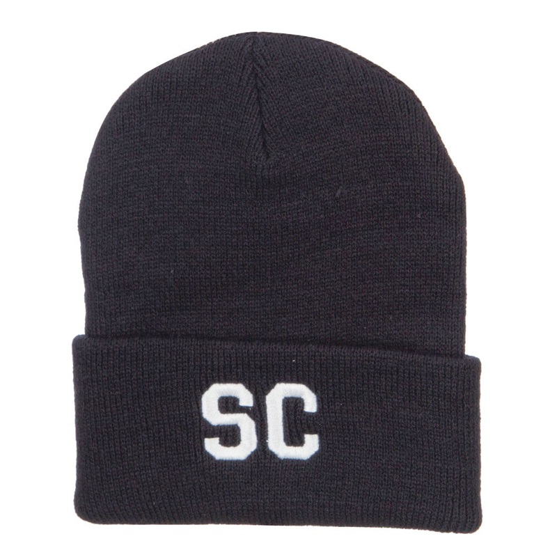 SC South Carolina Embroidered Long Beanie Black One Size