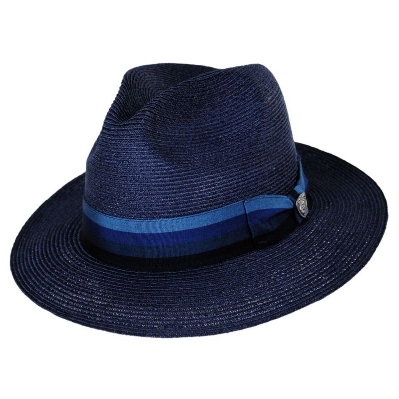 Side Eye Hemp Straw Fedora Hat NAVY S