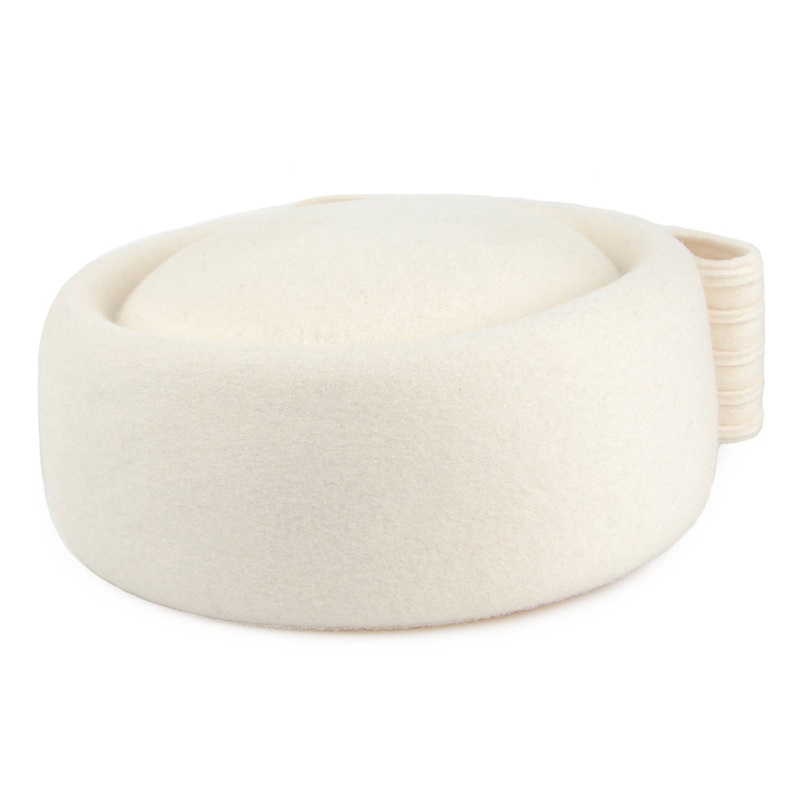 Whiteley Hats Jackie O Loop Bow Wool Pillbox Hat – Off White 1-Size