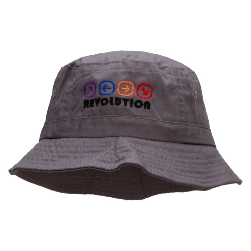 Arrows Dance Revolution Embroidered Pigment Dyed Bucket Hat Charcoal One Size