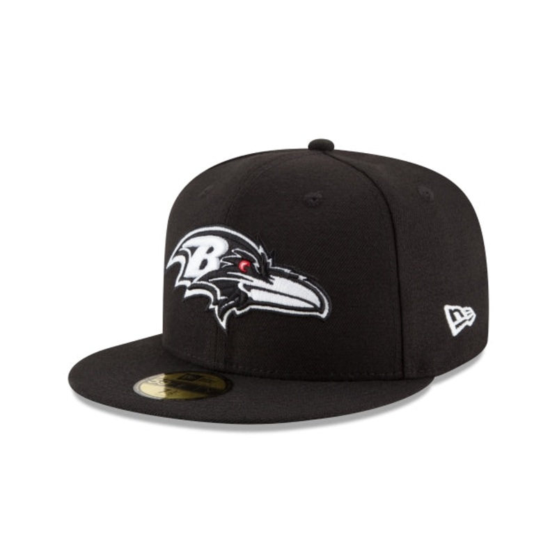 Baltimore Ravens Black & White 59FIFTY Fitted Hat 6 7/8