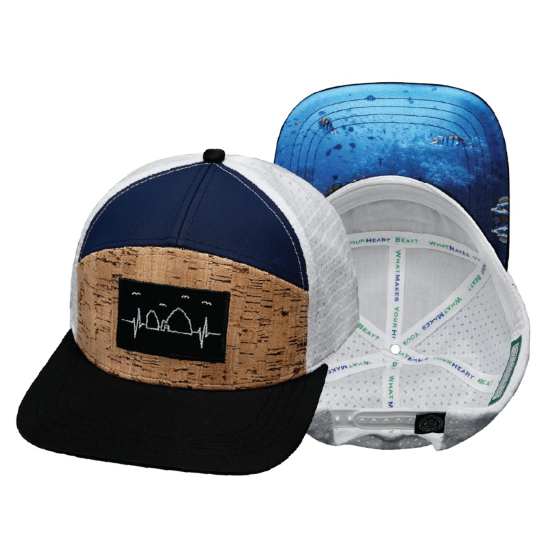 Cabo Hat – Flat Bill – Cork – Black / Navy / White – Jersey Mesh