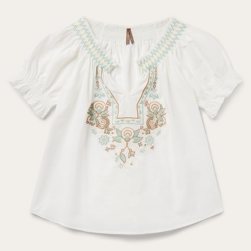 Cotton Voile Peasant Blouse White XS