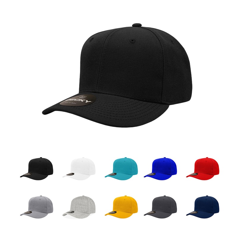 Decky 1015 6 Panel Mid Profile, Structured Snapback Hat – CASE Pricing Black