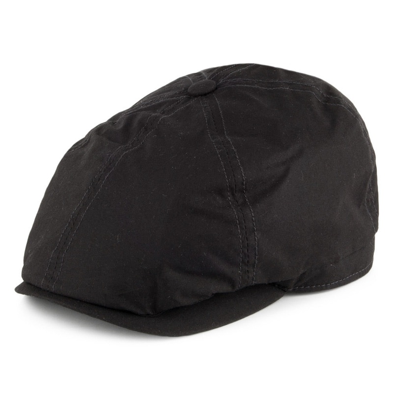 Failsworth Hats Hudson Dry Wax Newsboy Cap – Black S