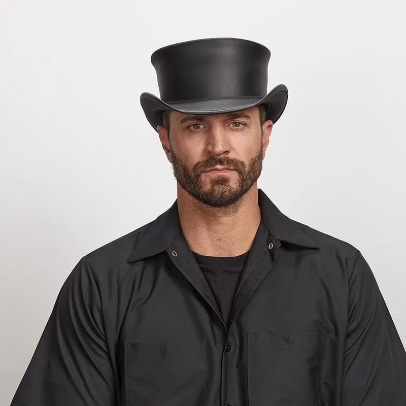 Marlow | Mens Leather Top Hat Black SM