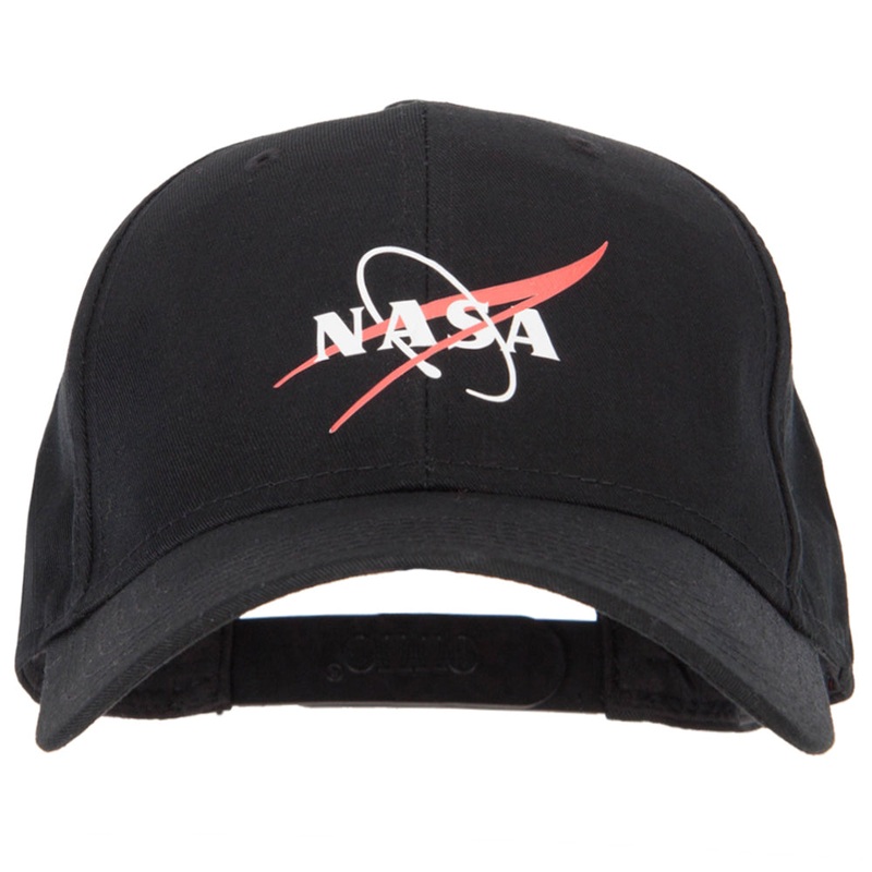 NASA Logo Symbol Heat Transfer Solid Cotton Twill Pro Style Cap Black One Size
