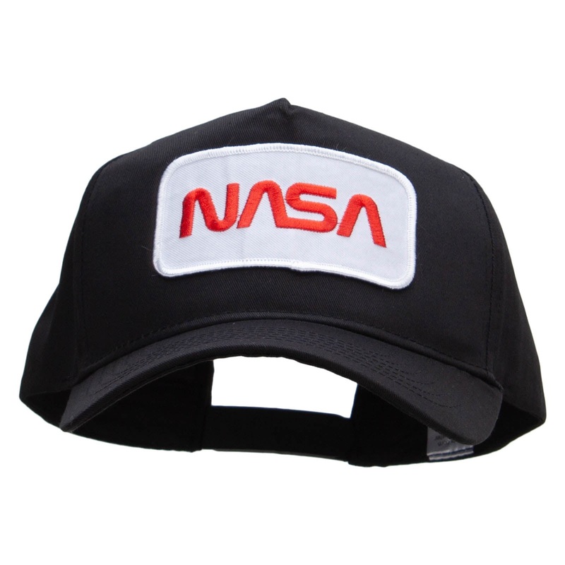 Nasa Patched Big Size Solid Cotton Twill 5 Panel High Profile Pro Style Snap Cap Black XL-3XL