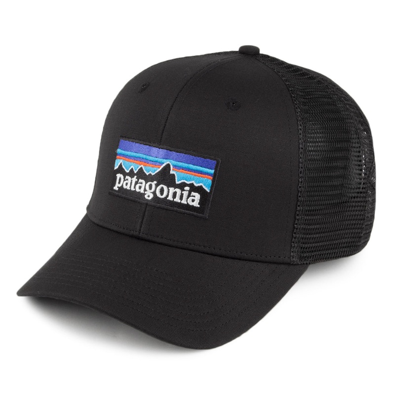 Patagonia Hats P-6 Logo Organic Cotton Trucker Cap – Black Adjustable