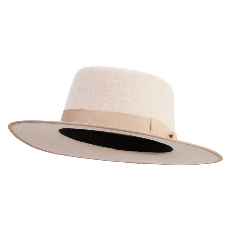 Women’s Ribbon Trim and Edged Brim Hat Oatmeal One Size