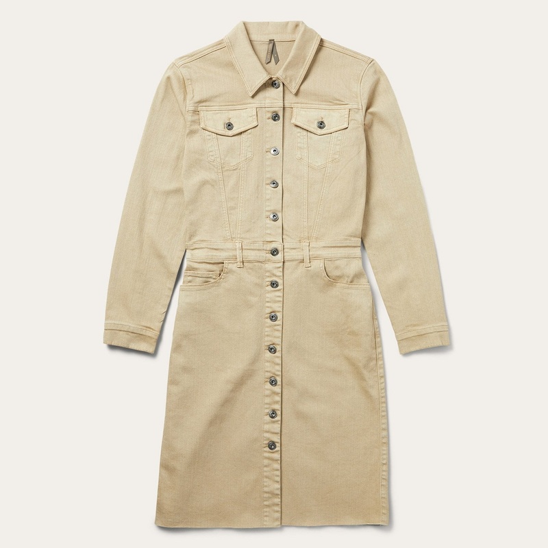 Workwear Inspired Shirt Dress Tan XS