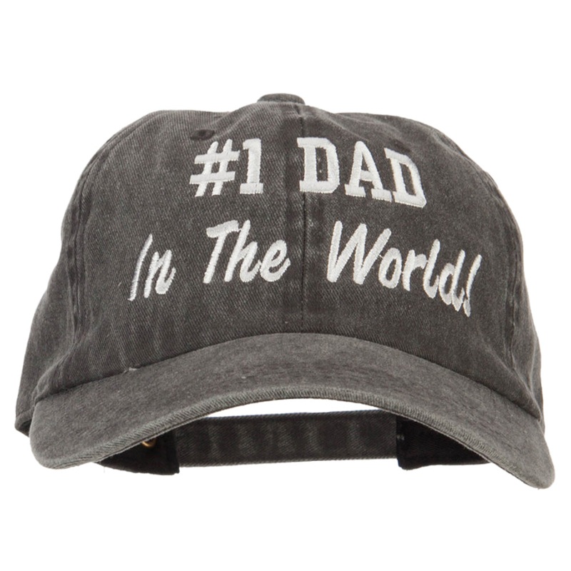 #1 Dad in the world! Embroidered Washed Buckle Cap Black One Size