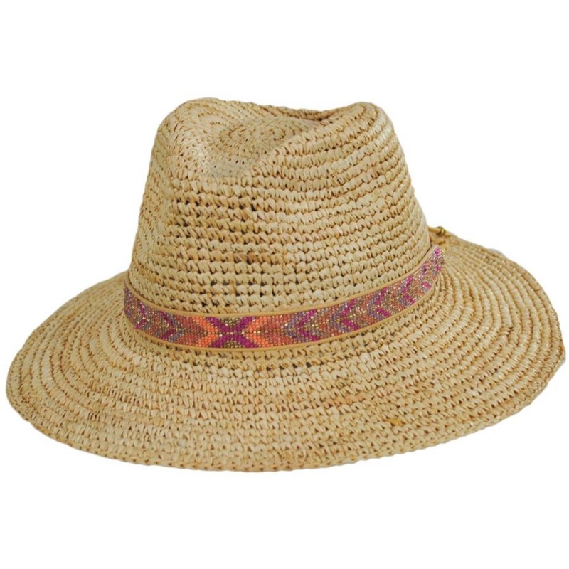 Alexis Raffia Crochet Fedora Hat NATURAL ONE SIZE FITS MOST