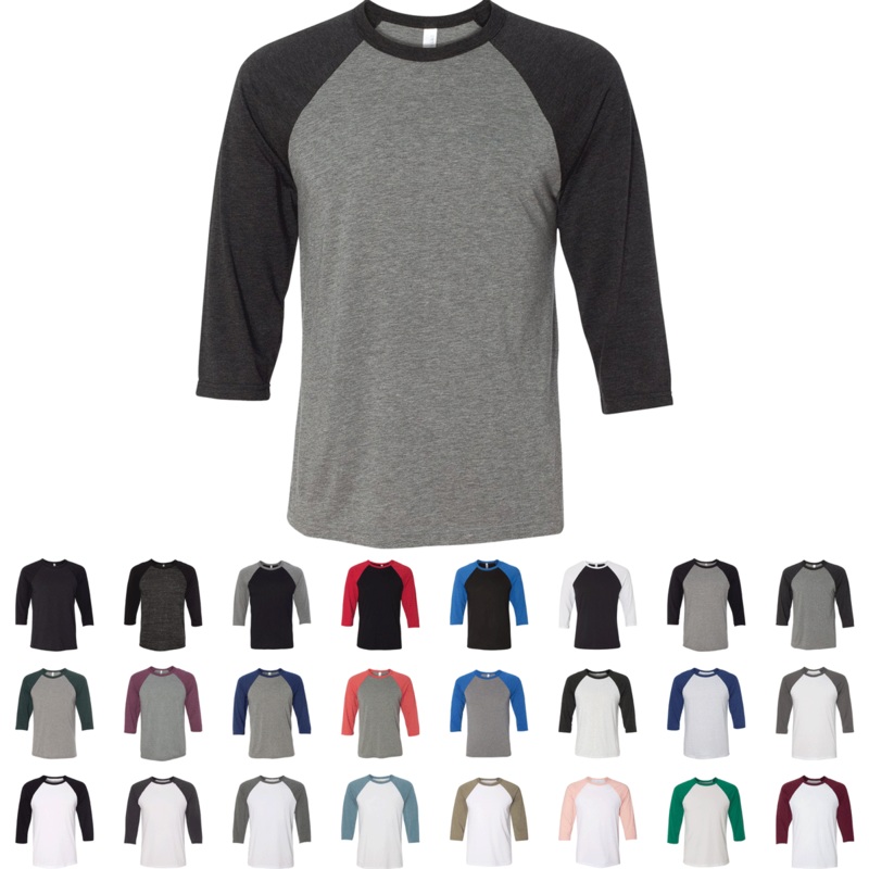 Bella + Canvas 3200 – Unisex Three-Quarter Sleeve Baseball Tee, T-Shirt XS