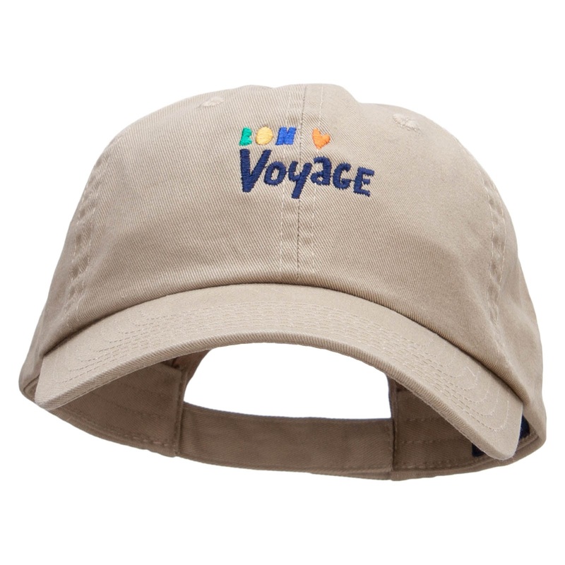 Bon Voyage Embroidered Low Profile Dyed Cotton Twill Cap Khaki One Size