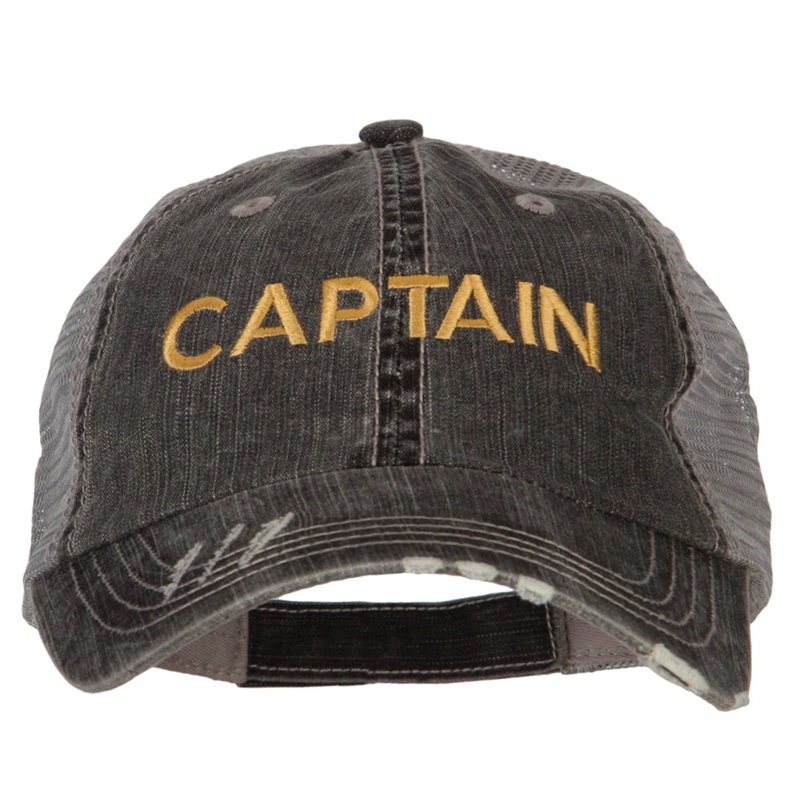 Captain Embroidered Low Profile Mesh Cap Black One Size