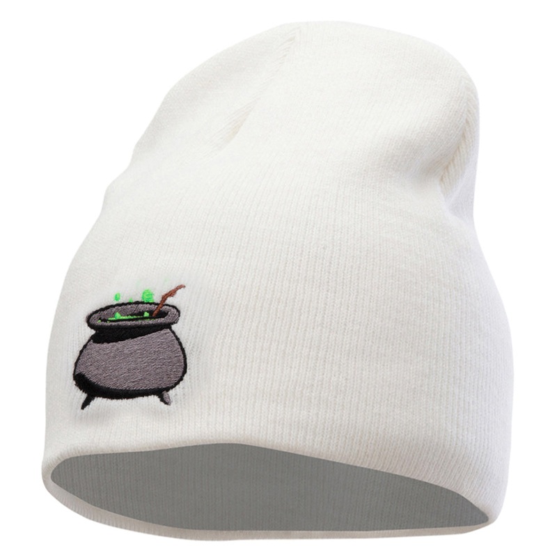 Cauldren Embroidered 8 Inch Arcrylic Short Beanie White One Size