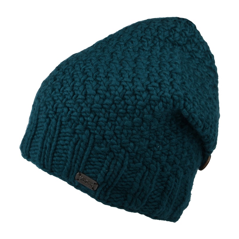 Kusan Button Down Beanie Hat – Teal 1-Size
