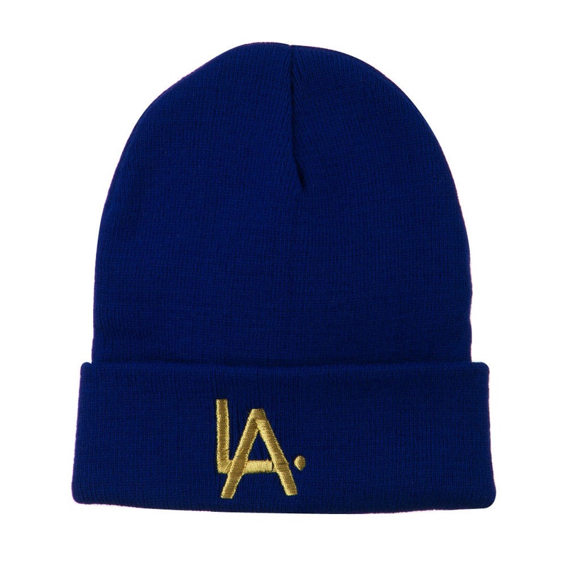 LA Embroidered Long Beanie Royal One Size