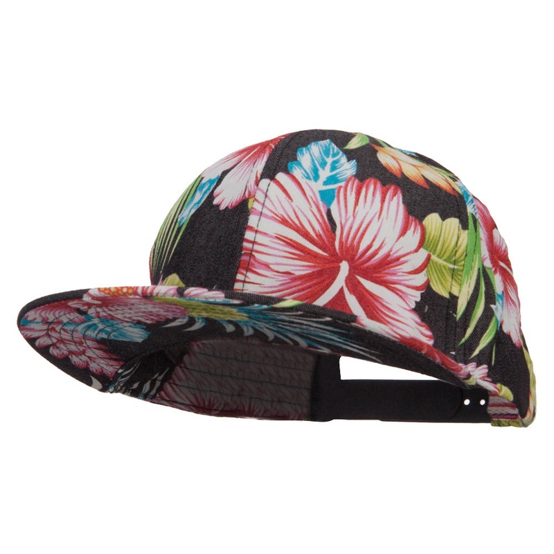 Men’s Hawaiian Cotton Snapback Cap Black Red One Size