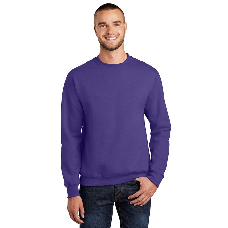 Port & Company PC90 Essential Fleece Crewneck Sweatshirt – Purple Purple S