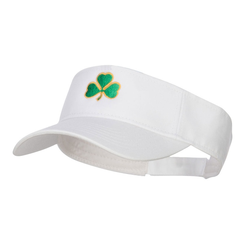 Shamrock Embroidered Sun Visor White One Size